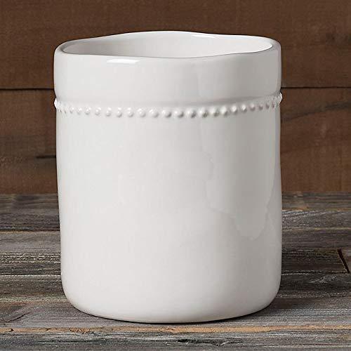 Modern Farmhouse Organic Bead Utensil Crock in White