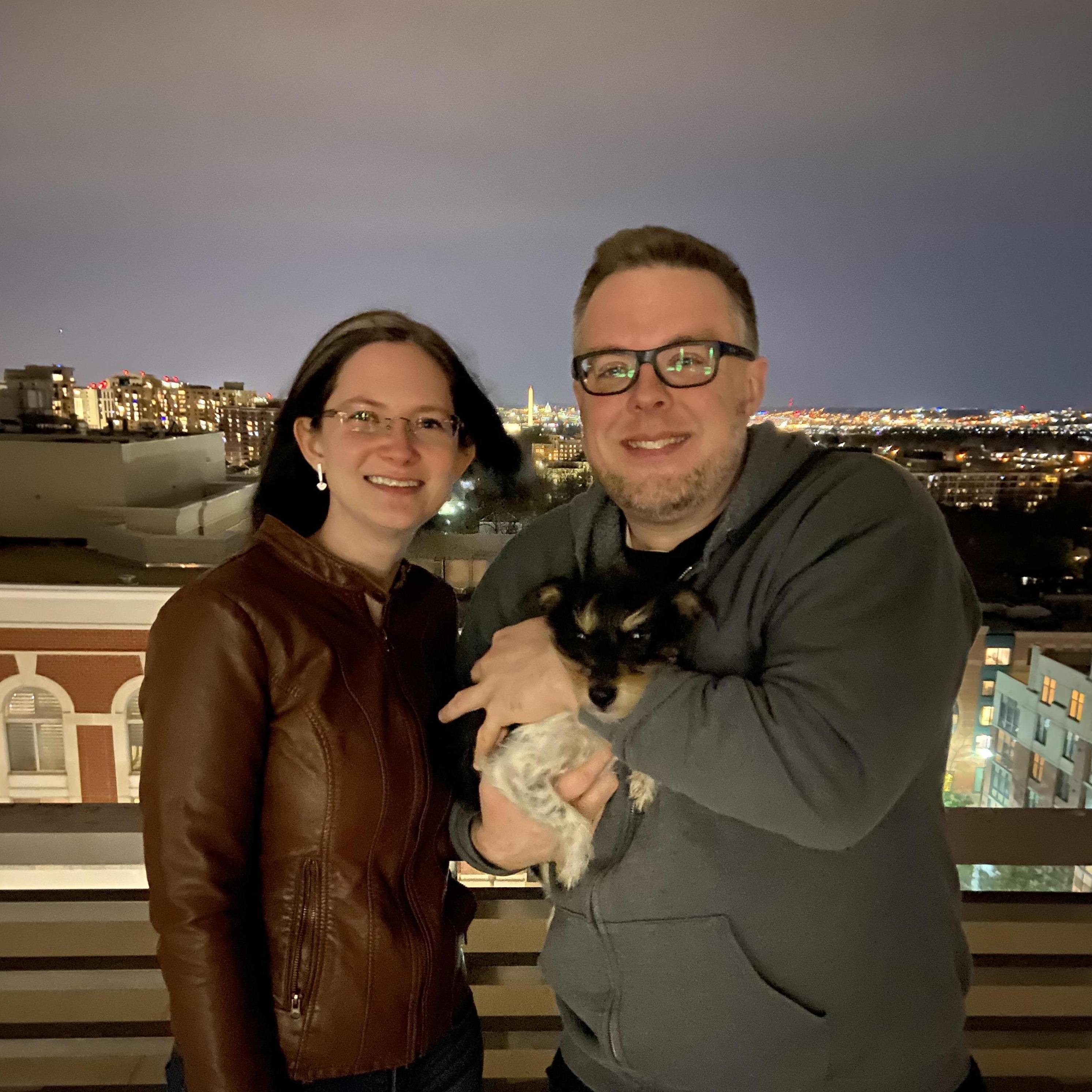 On the roof in Arlington with Lily