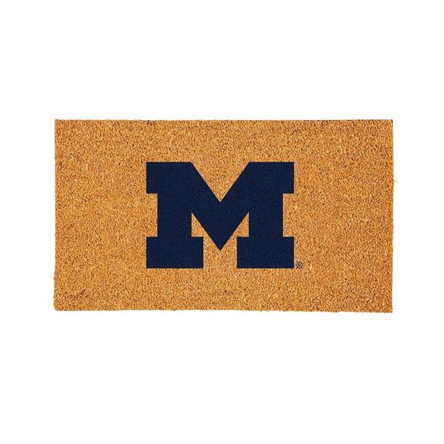 Team Sports America NCAA University of Michigan Natural Coir Doormat | Official Full Color Team Logo | 28 x 16 Inches | Non Slip Back | Front Door Welcome Floor Mats | Indoor Outdoor Entrance Rug
