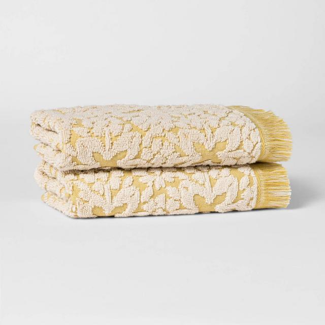 2pk Terry Plaid Hand Towel Set Yellow - Threshold™