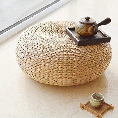 HUAWELL Japaness Style Straw Futon Knitted Round Seat Cushion Dia. 40cm(15.75") Pouf