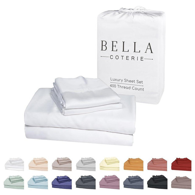 Bella Coterie Luxury Bamboo Viscose 34” Split Top King Size Sheet Set | 1 Fitted Sheet for Sleep Number & Adjustable Beds | 100% Organically Grown | Cooling & Soft | 18” Deep Pocket [White]