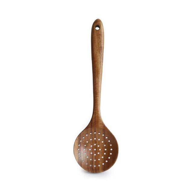 Mary Paxton Teak Kitchen Utensils,Colander Ladle Skimmer Scoop Kitchenware Scoop Dipping Big Wooden Rice Long Handle Natural Utensils Handcrafted Cutlery Tool (scoop dipping(11x3.15in))