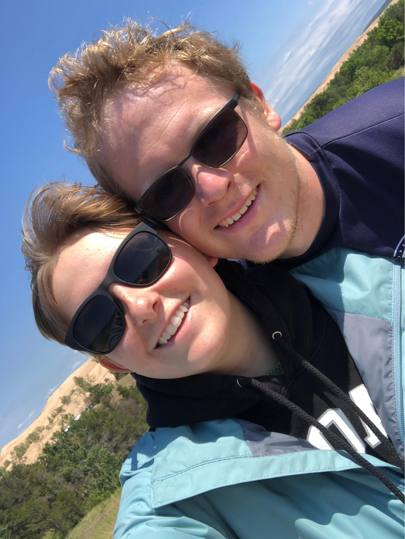 After a dune climb at Sliver Lake Sand Dunes