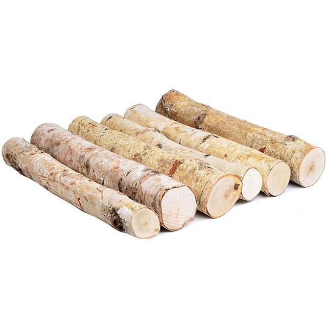 KINGCRAFT 6 Pack Large Birch Logs for Fireplace Unfinished Wood Crafts DIY Home Decorative Burning(Logs:2.4"-3.1" Dia. x 16" Long)