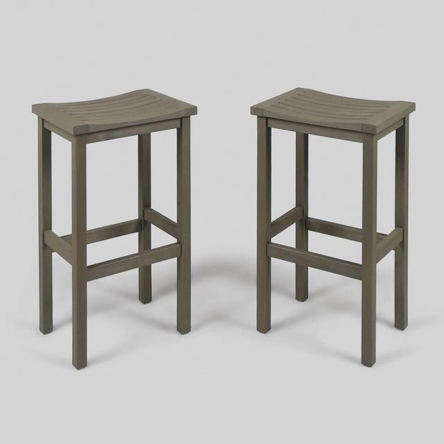 Caribbean 2pk 30" Acacia Wood Patio Barstool - Gray - Christopher Knight Home