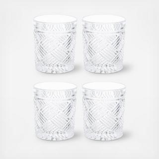 Ballard Braid Double Old Fashioned Glass, Set of 4