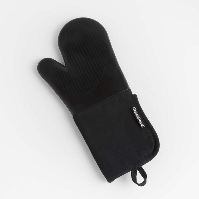 Silicone Black Oven Mitts, Set of 2