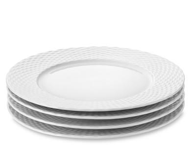 Pillivuyt Basketweave Porcelain Dinner Plates, Set of 4