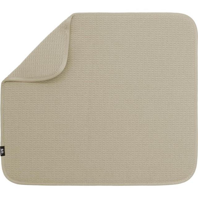 S&T INC. Dish Drying Mat, Absorbent, Reversible Microfiber Dish Mat Drying Kitchen Mat, 16 Inch x 18 Inch, Pure Cashmere