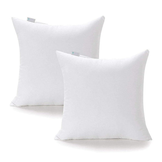 Acanva 28x28 Throw Pillow Inserts Set of 2, Premium Polyester Fiber Fill Square Sham Stuffer Cushion for Sofa, Bed, Couch and Chair, Machine Washable, White