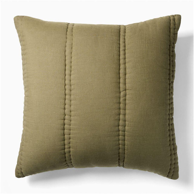 European Flax Linen, Standard Sham, Dark Olive