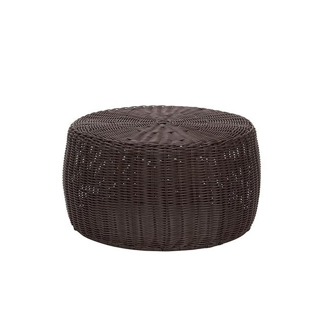 Household Essentials ML-5005 Resin Wicker Footstool Ottoman | Brown