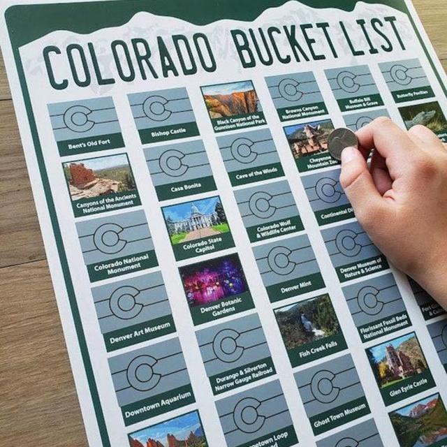 Colorado Bucket List Scratch Off Poster; Colorado Housewarming Gift; Colorado Travel Map; Denver; Colorado Springs; Colorado Art