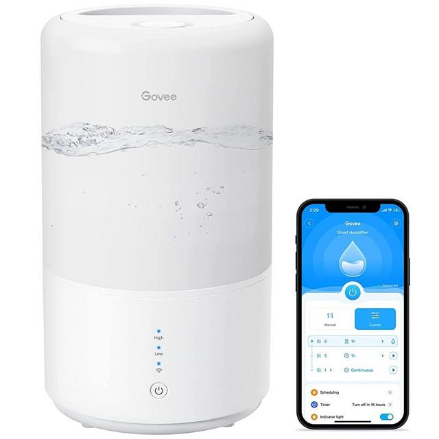 Govee Smart Humidifiers for Bedroom, Top Fill Cool Mist Humidifiers for Baby Nursery with Essential Oils 3L, Work with Alexa & Google Home, BPA free, Plant Humidifier, H7141