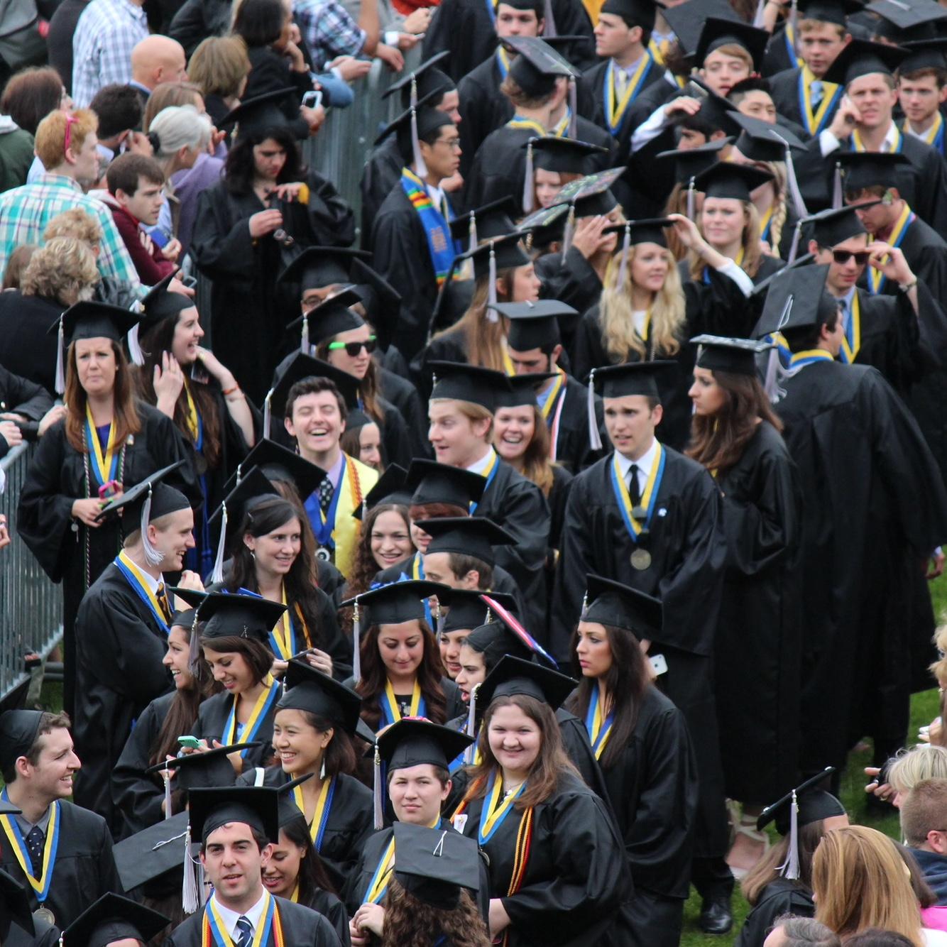 Feet from each other at Ithaca College Commencement, 2013