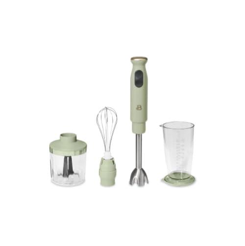 Beautiful 2-Speed Immersion Blender that includes a Chopper & Measuring Cup, by Drew Barrymore (Sage Green)