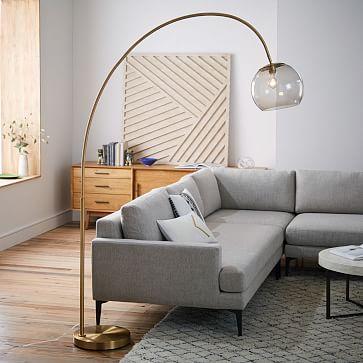 Overarching Acrylic Shade Floor Lamp - Antique Brass/Smoke