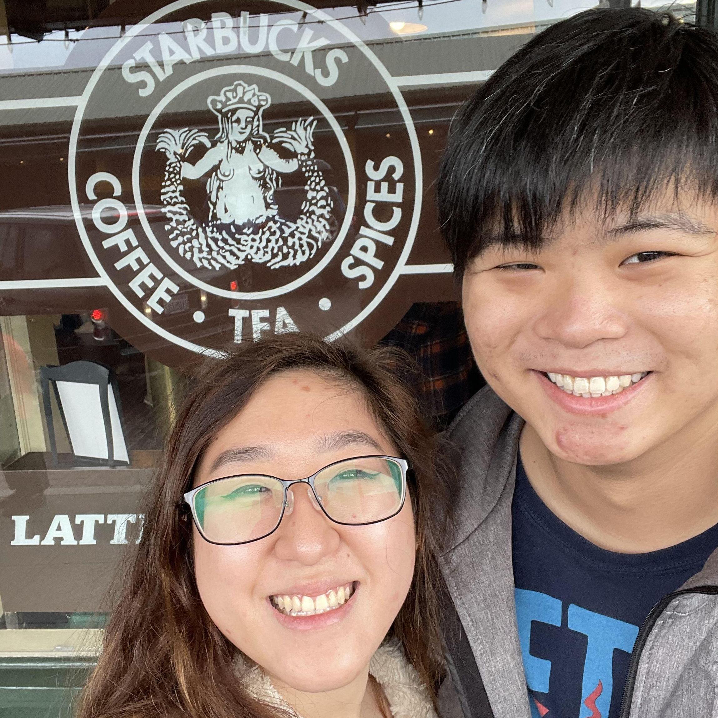 Outside the first Starbucks!