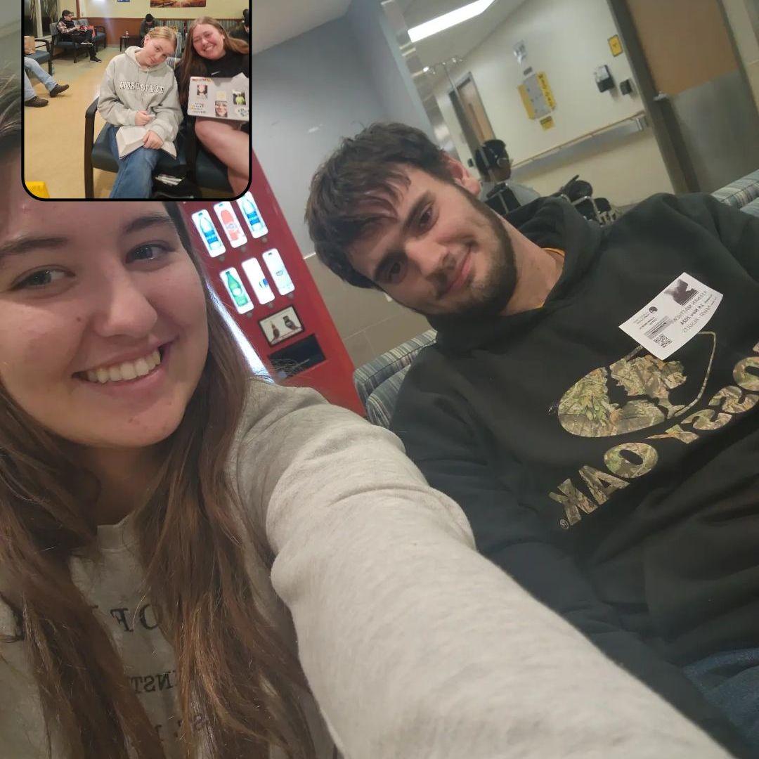 This photo was taken when Keenan brought Elora to the ER (along with her best friend Jorydn, and her roomie Belle), and this was the first photo they took together!