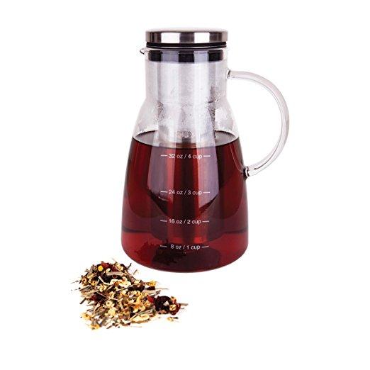 Cold Brew Coffee Maker & Tea Infuser Carafe by Integrity Chef - 5 Cup Pitcher, Premium Food Grade Quality Stainless Steel & Glass Pot, Perfect Gift, SAVE A LIFE!