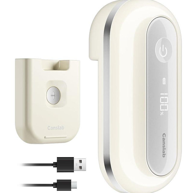 Canslab RETRO Electric Can Opener, Auto-Stop One-Touch Operation, USB Rechargeable with LED Battery Track, Side Cut Smooth Edge Can Opener for Seniors with Arthritis, Wall-Mountable Small Size, Cream