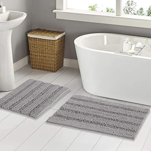 NICETOWN Taupe Bathroom Rugs and Mats Sets, Bath Mats, Slip