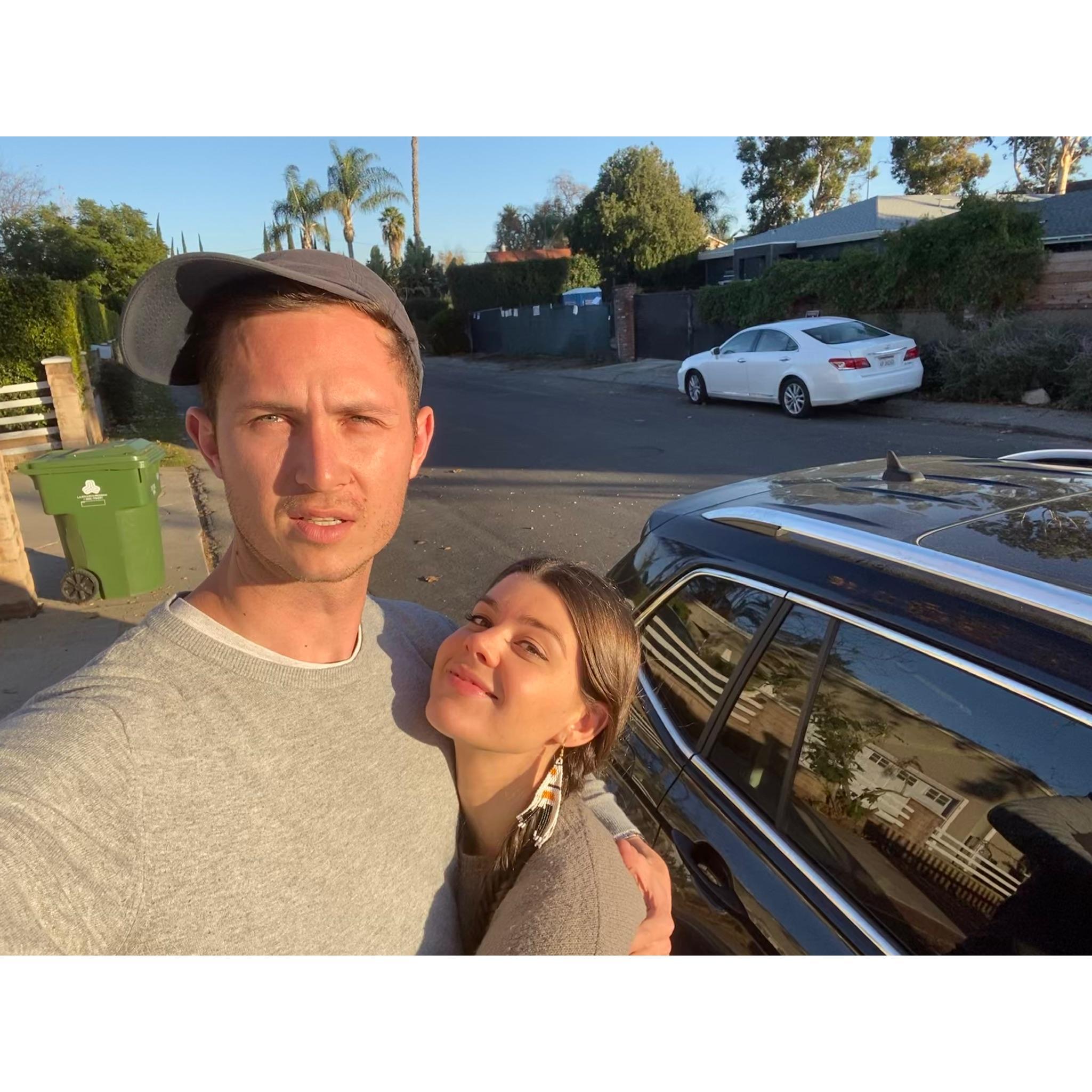 Celebrating our [barely] surviving the 28 hour car ride from Oakland to LA through the snowed-out Grapevine…look at those dead eyes (Los Angeles | December 2019)