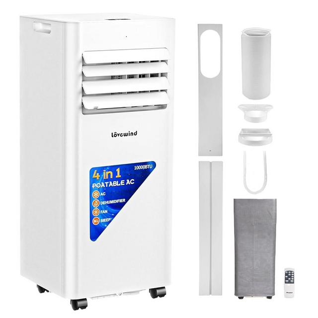Lovewind 10000 BTU Portable Air Conditioners, Cool Up to 450 Sq.Ft, 4 IN 1 Quiet Portable AC Unit with Remote Control, Dehumidifier & Fan Modes, LED Display, 24H Timer, Installation Kits, White
