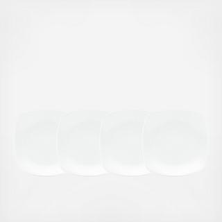 White on White Square Appetizer Plate, Set of 4