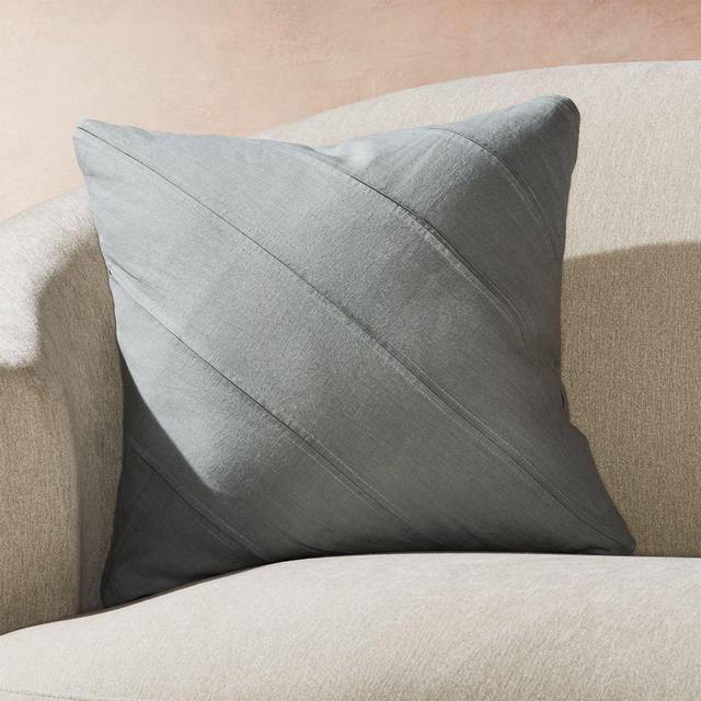 Theta Grey Linen Pillow with Down-Alternative Insert 20"