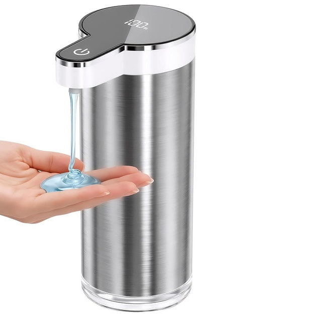 Automatic Soap Dispenser Touchless, 11.8oz/350ml Stainless Steel Hand Soap Dispenser with 4-Level Adjustable Sensor Pump & Rechargeable Battery,Liquid Soap Dispenser for Kitchen Bathroom