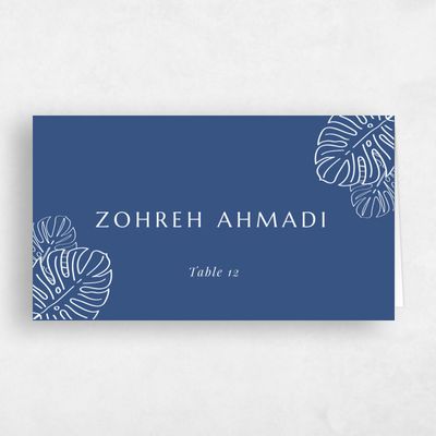 Grayed Teal, Blue Wedding Place Card - Morelos