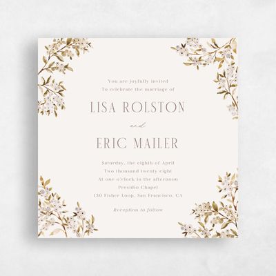 Taupe, Beige Wedding Invitation - Allegra Square