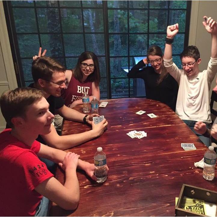 Game night before Hannah graduated high school - only a few people knew we liked each other at this point.