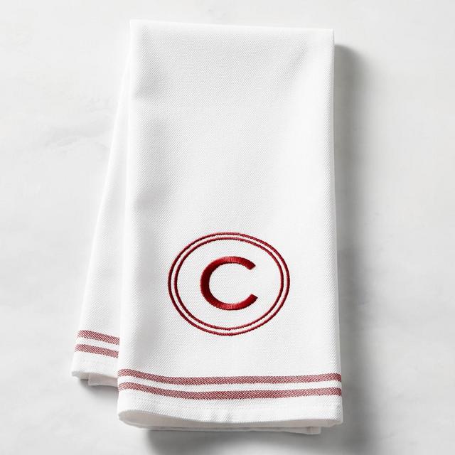Red Embroidered Monogram Towel, C
