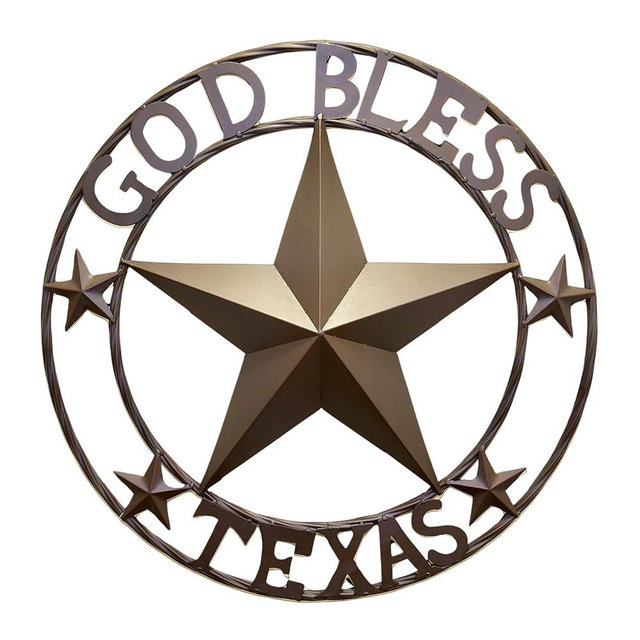BestGiftEver Metal Star Outdoor 24" Circle with God Bless Texas Sign | Rustic Texas Decor & Wall Decoration | Perfect Texas Wall Art & Gift for Country Home Enthusiasts