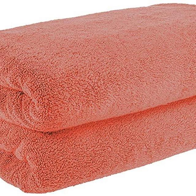 40x80 Inches Jumbo Size, Thick & Large 650 GSM Ringspun Genuine Cotton Bath Sheet, Luxury Hotel & Spa Quality, Absorbent & Soft Decorative Kitchen & Bathroom Turkish Towels, Coral