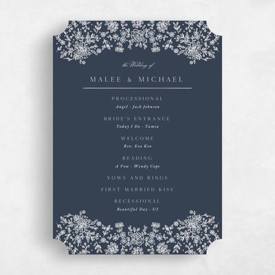 Blue Ticket Wedding Program - Justine
