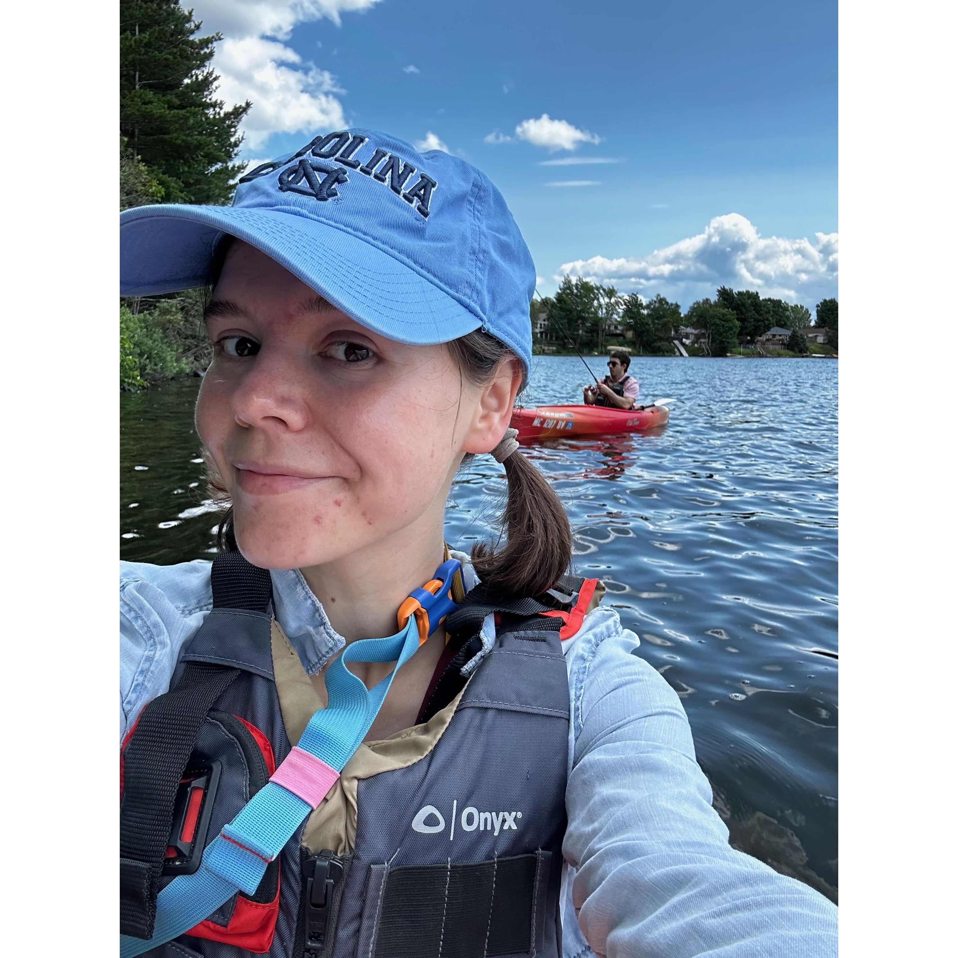 Kayaking on our two year dating anniversary trip to Marquette, MI - July 2023