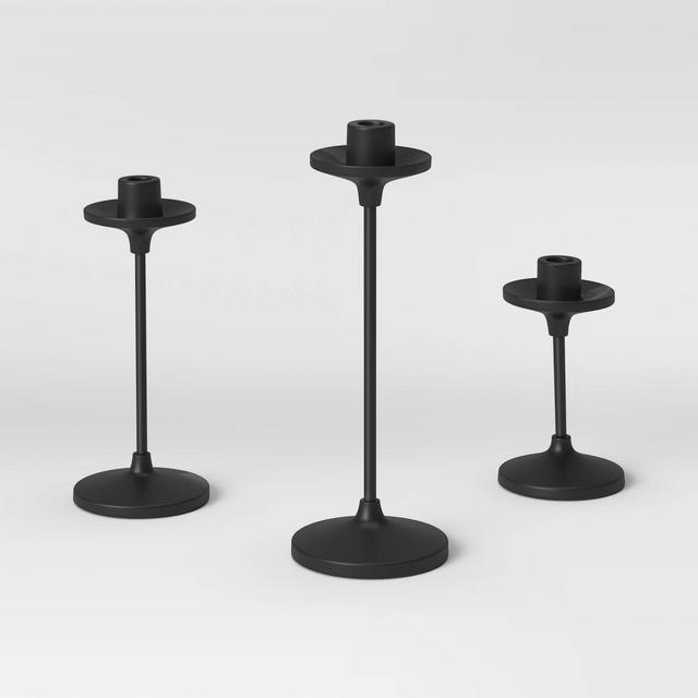 Set Of 3 Aluminum Taper Holders Black - Threshold™ : Target