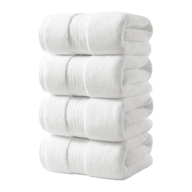 REDKISS 100% Cotton Bath Towels Set of 4, Extra Large Bath Sheets 27 X 59 Inches, 600 GSM, Quick Dry, Ultra Soft & Super Absorbent Bathroom Towel Sets for Bathroom, Gym, Spa, Pool & Hotel, White