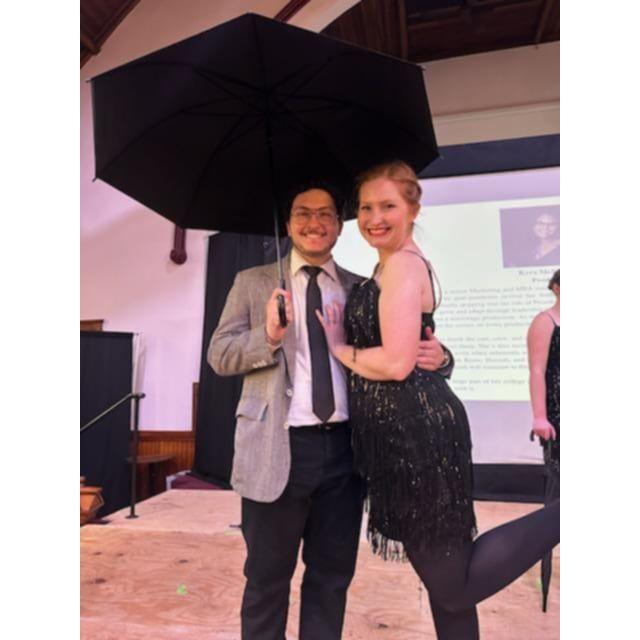 (2025) We performed in our 2nd musical together, "Singing in the Rain". Joey had a big role as R.F. Simpson, and Abby was a featured tapper, but she also had a small cameo as R.F.'s wife