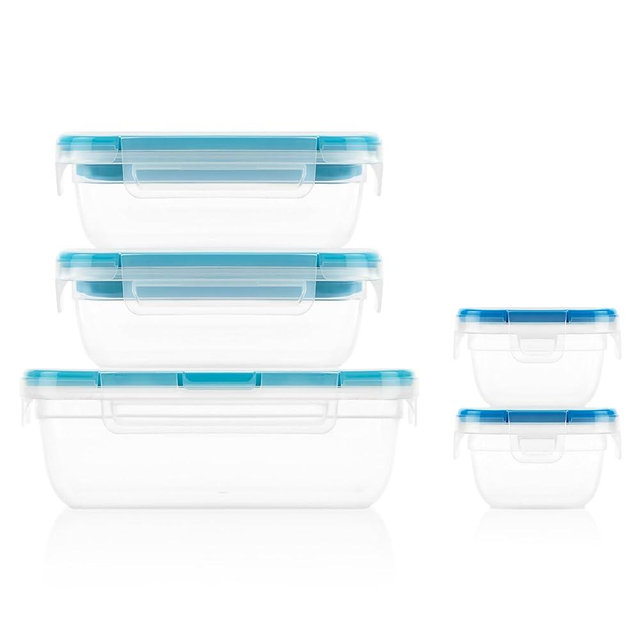 Snapware Total Solution 10-PC Mixed Sizes Plastic Food Storage Containers Set with Lids, Meal Prep Food Containers, BPA-Free Lids with Locking Tabs