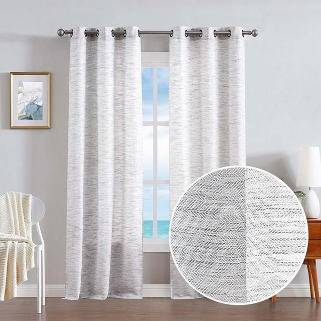 Nautica – Julius | Light Filtering Textured Curtains Window Treatment Drapes Panel Pair | Set of 2 | Light Filtering Drapes | Measures 38” x 108” | Grey