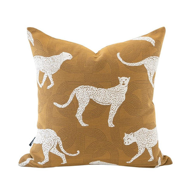 Croker Horse 18x18'' Inches Throw Pillow Cushion Cover - Leopard Cheetah Pattern Chenille Jacquard Embroidery Luxury Modern Fashion Style Couch Sofa Pillow Cover for Living Room Bedroom