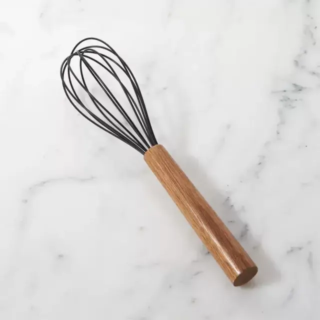 Black Silicone Whisk with Acacia Wood Handle