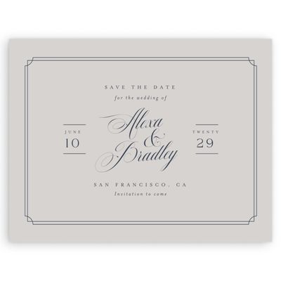 Grayed Navy, Blue Wedding Digital Save the Date - Loren Landscape