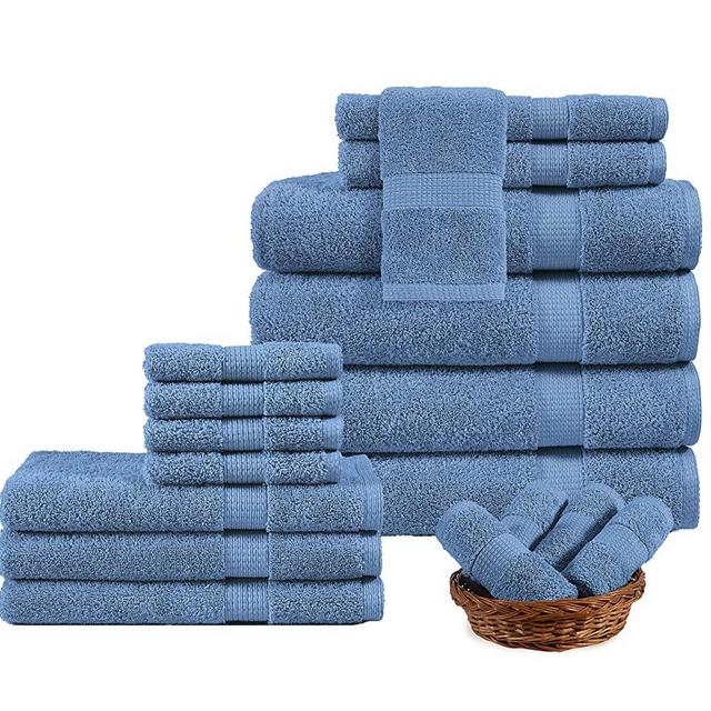 LANE LINEN Cotton Bath Towels for Bathroom Set-18 PC Bathroom Towels Set-4 Bathroom Towel Set, 6 Hand Towels for Bathroom, 8 Washcloths, Soft Turkish Towel Sets for Bathroom - Allure