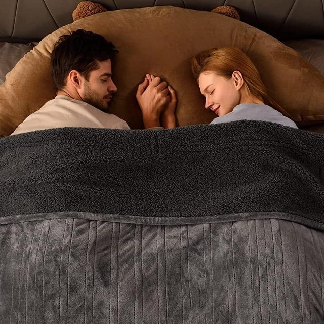 [New Launch] Bearhug Electric Blanket King Size 100" x 90", Dual Controllers Heated Blanket, Velvet/Sherpa, 10-Heating Level & 1-12H Auto Off, 5 Year Warranty, Over-Heat Protect, ETL, Machine Washable
